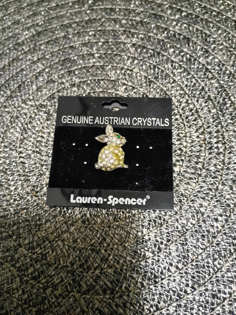 Gold Bunny Crystal Brooch
